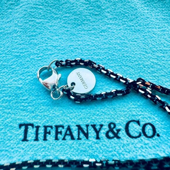 RARE Tiffany & Co. Black Enamel Sparkle Chain in Silver, 30 inches, 1.7mm - Picture 5 of 5